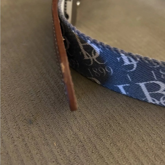 Doc Murphy Men’s Adjustable Blue w/ Brown Leather & Brass Buckle Belt EUC!! - Picture 3 of 9